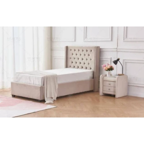 LIT ERES CAPITONNE VELOURS BEIGE 90x190 cm 1 PLACE EURODESIGN 729BEG90