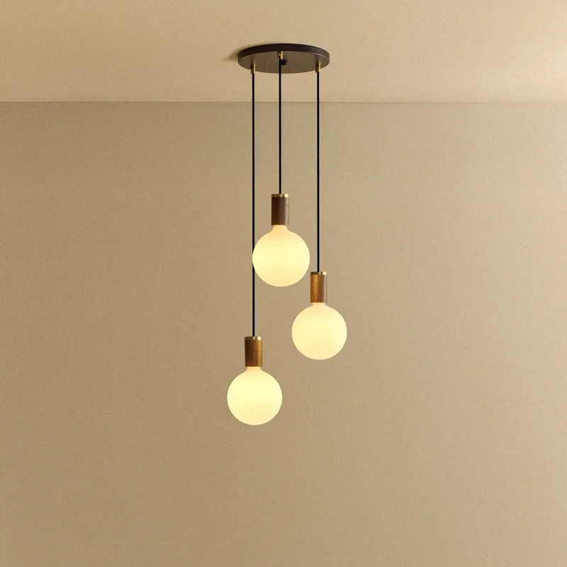 Triple Pendant in Walnut + Sphere IV