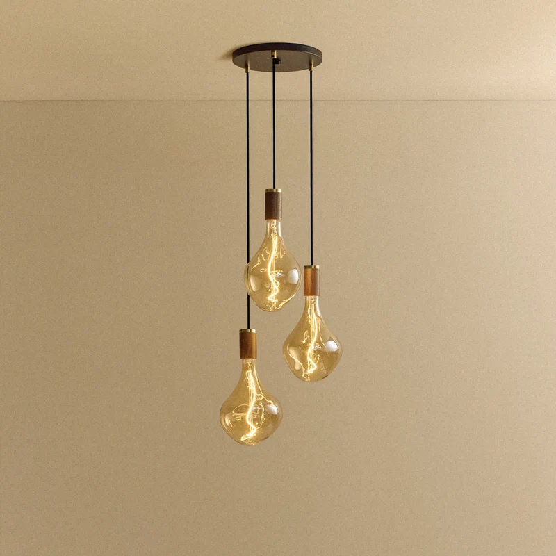 Triple Pendant in Walnut + Voronoi II