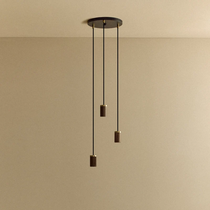 Triple Pendant in Walnut - Black Canopy