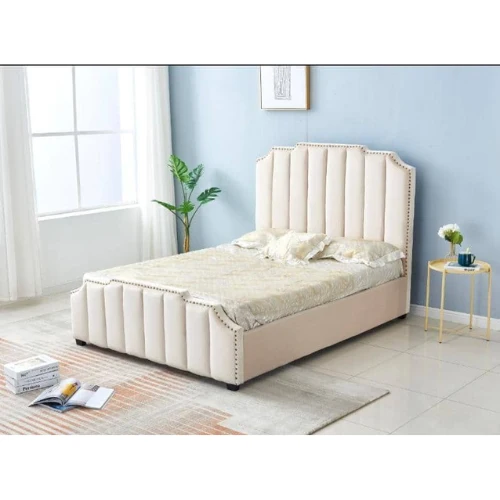 LIT PEPPER CAPITONNE EN LIGNE VELOURS BEIGE 140x190 cm EURODESIGN 718BE140