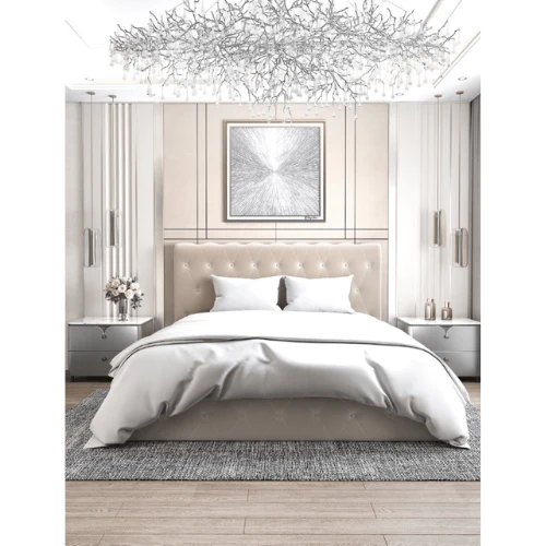 LIT COFFRE CORSICA EN VELOURS BEIGE