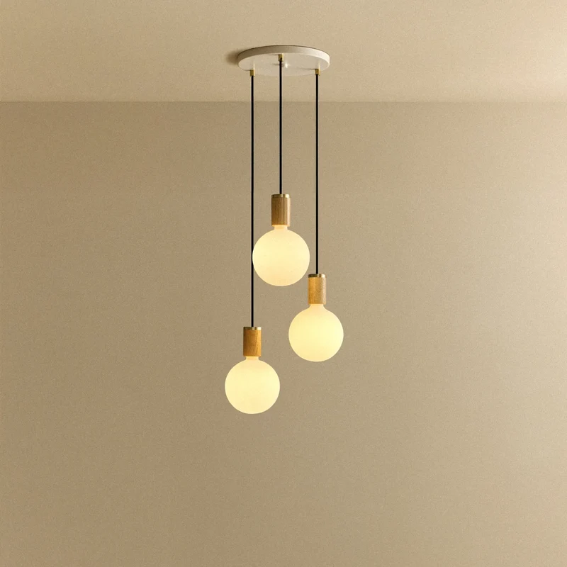 Triple Pendant in Oak + Sphere IV