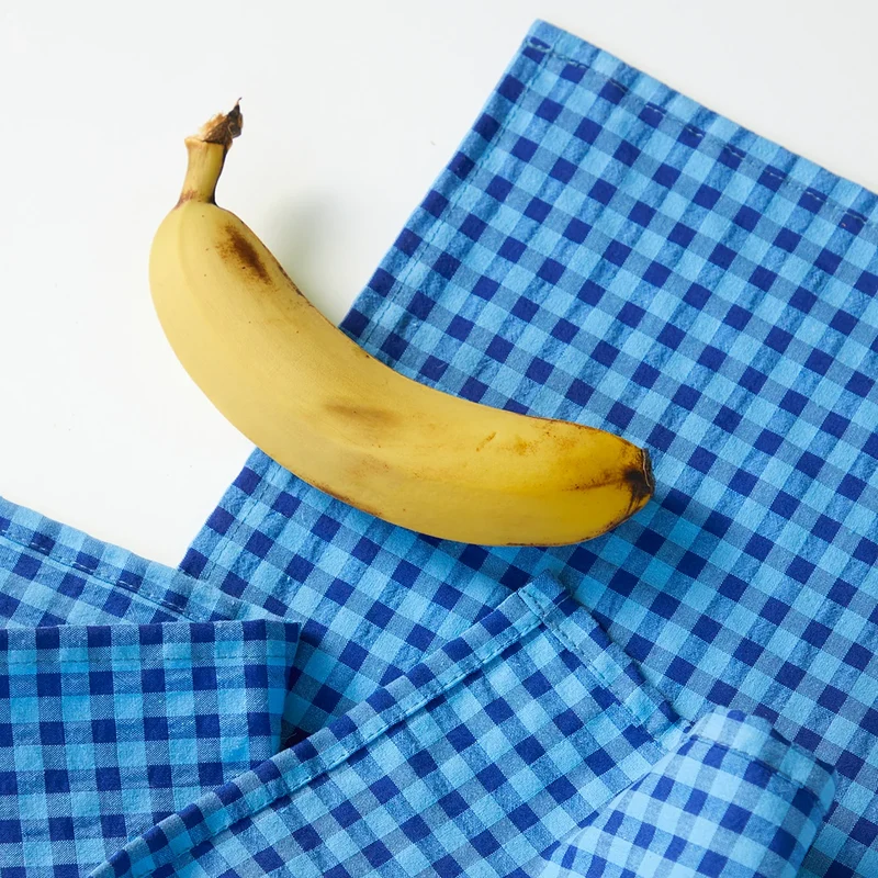 Lot de 2 serviettes de table " un petit creux " - Vichy Bleuet