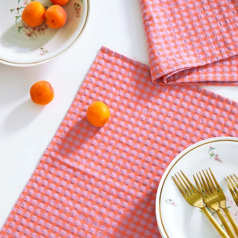 Lot de 2 serviettes de table " un petit creux " - Vichy Lilas