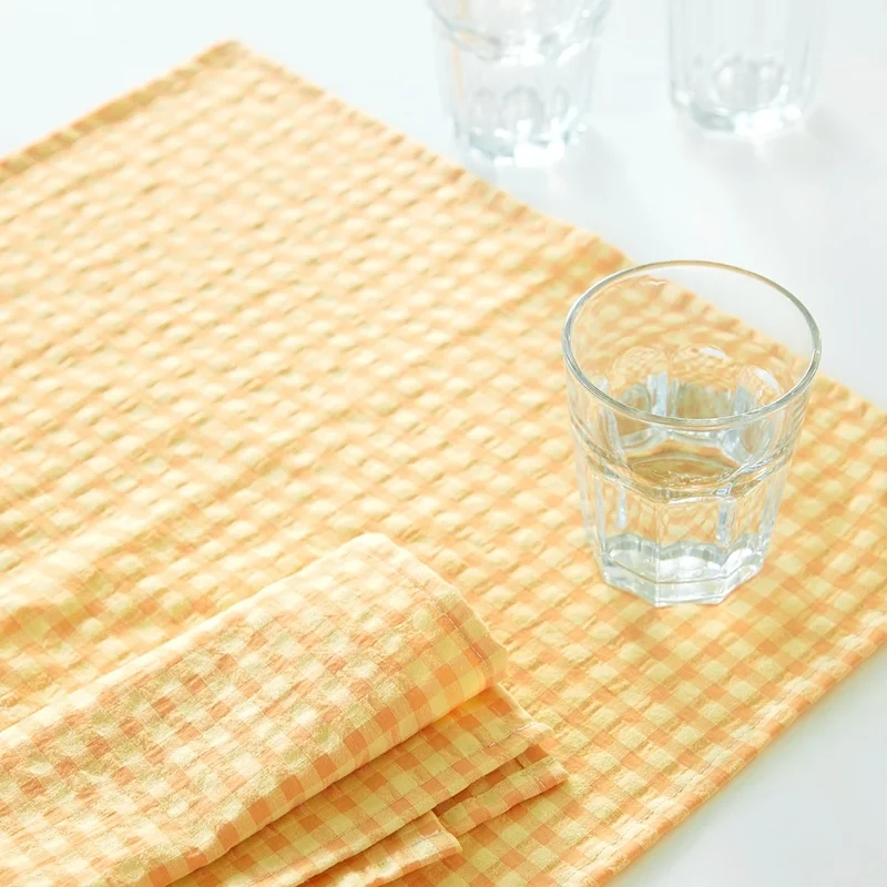 Lot de 2 sets de table " bon app' " - Vichy Citron