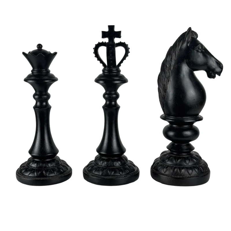 Statues d'Échecs (Pièces d'Échecs en Résine - Ensemble de 3)