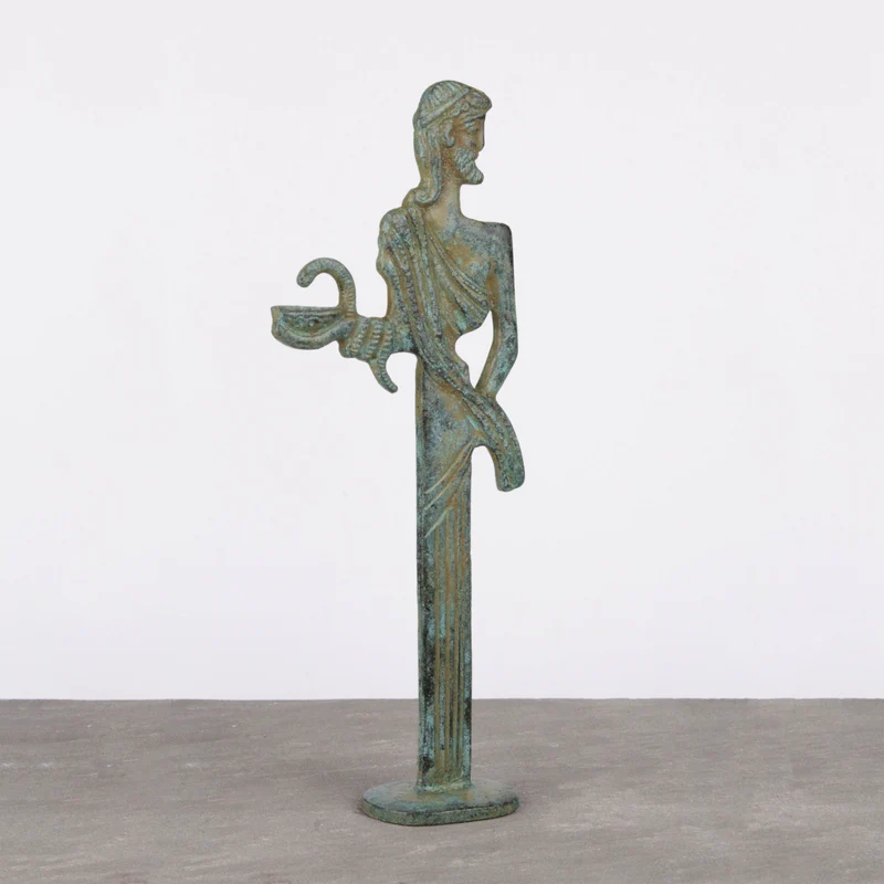 Statuette Asclépios - Dieu de la médecine - bronze vert
