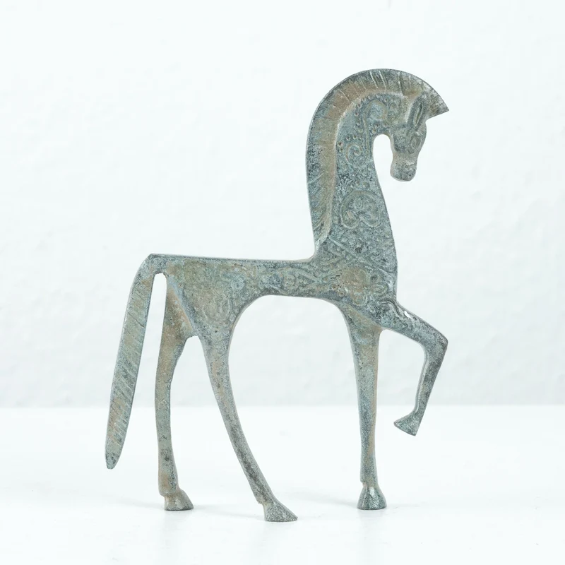 Statuette de cheval grec (petite taille, bronze vert)