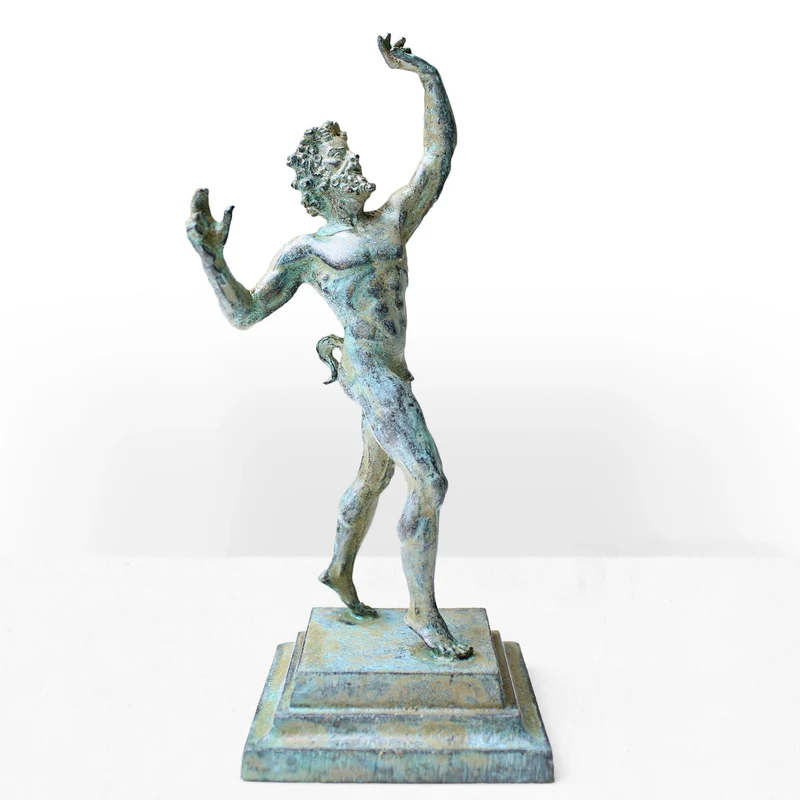 Statuette Faune dansant - sculpture de Pompéi - bronze vert
