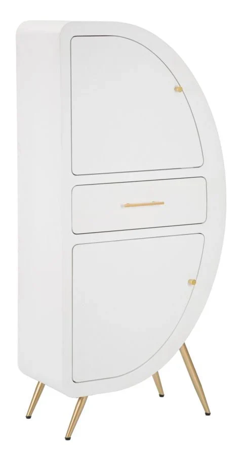 Armoire blanche à 2 portes avec pieds en bois – Meuble de rangement Venus