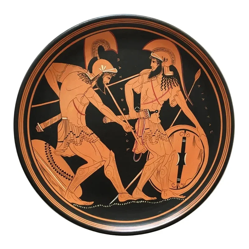 Assiette grecque avec Achille et Patrocle à figures rouges