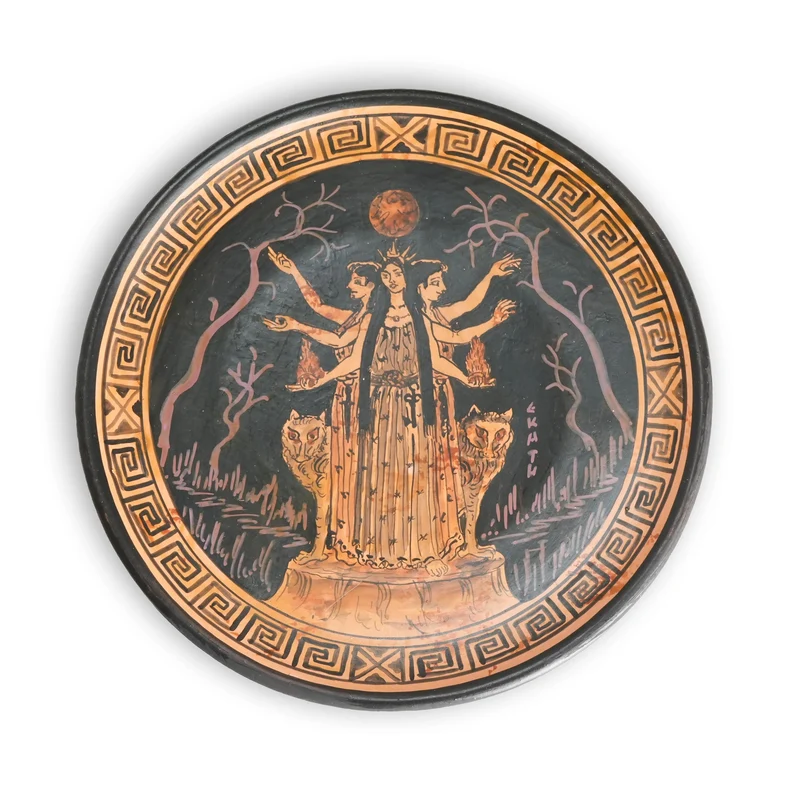 Assiette Grecque avec Scène de Déesses