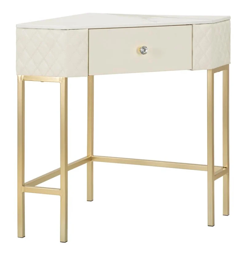 Console blanche avec cadre doré – Angie Design élégant avec plateau en marbre
