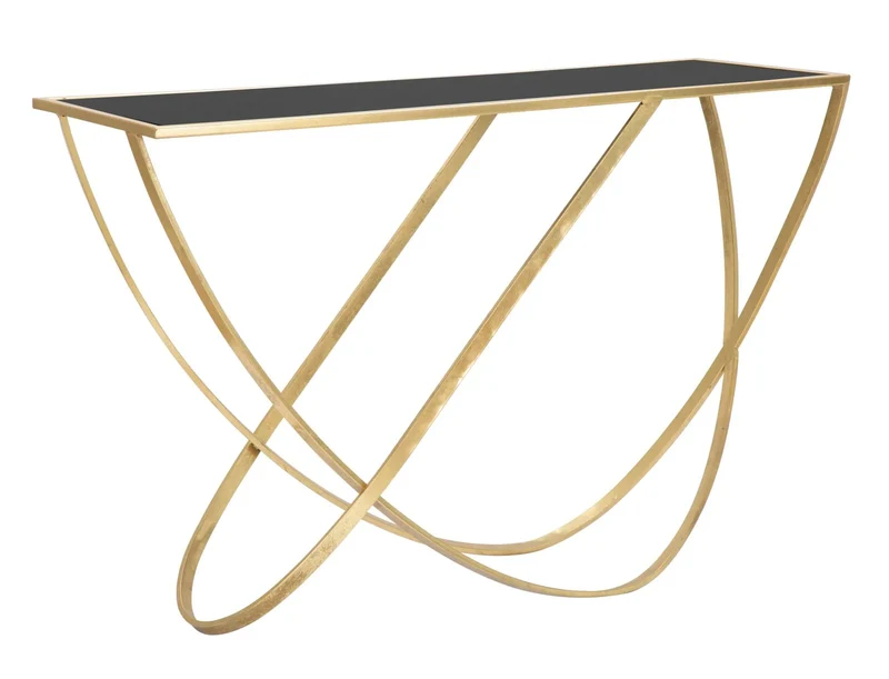 Console en verre avec piètement en métal doré – Table d'entrée moderne