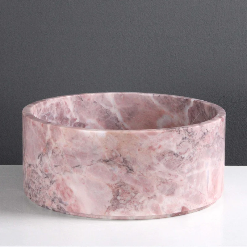 Corbeille à Fruits en Marbre Rose et Beige