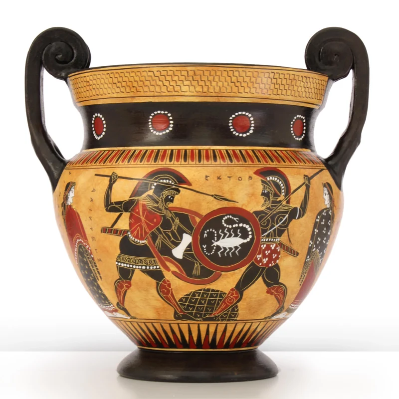 Cratère grec avec Achille et Hector à figures noires