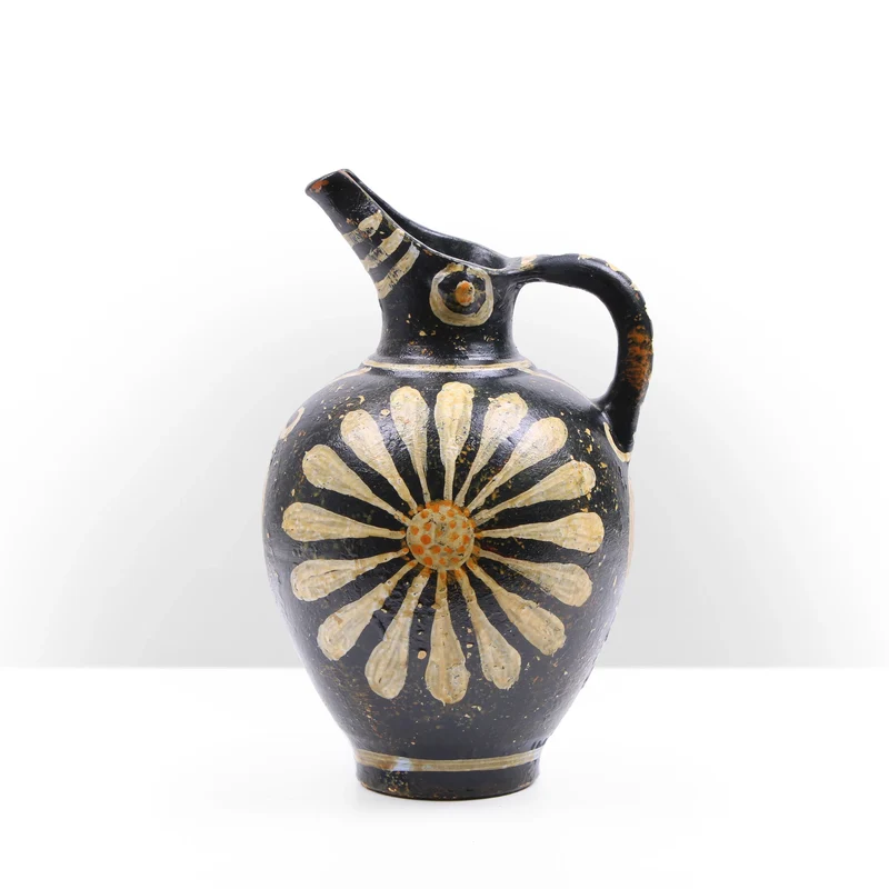 Cruche Style Kamares avec Peinture Florale Minoenne