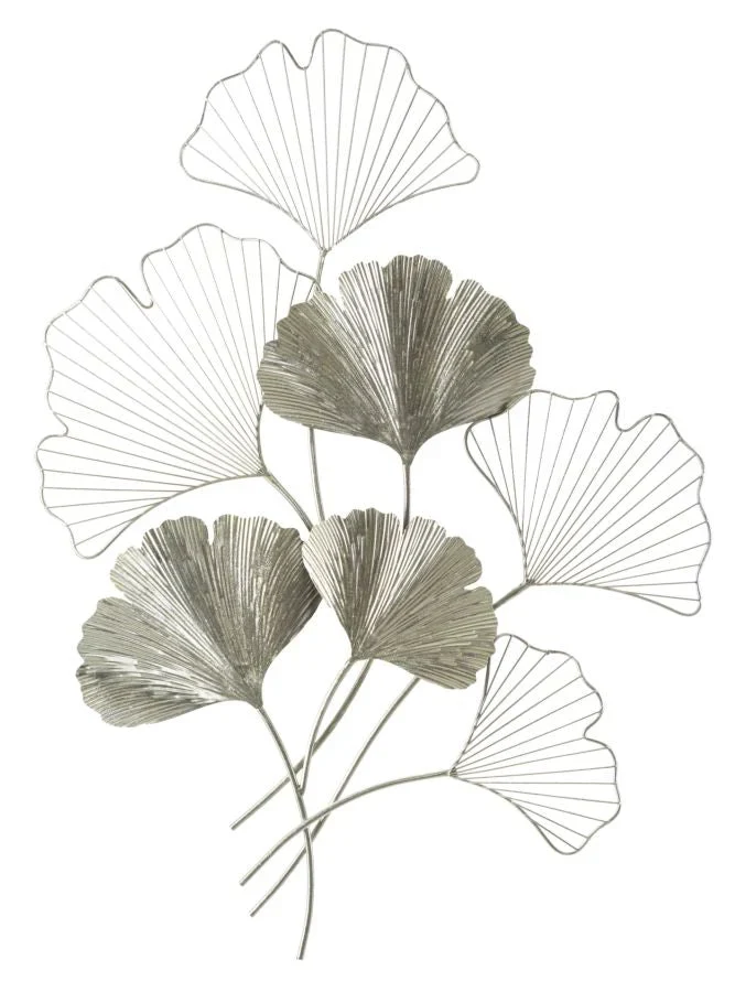 Décor mural argenté avec fleurs et feuilles
