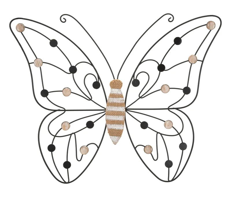 Décor mural représentant un grand papillon en métal et bois