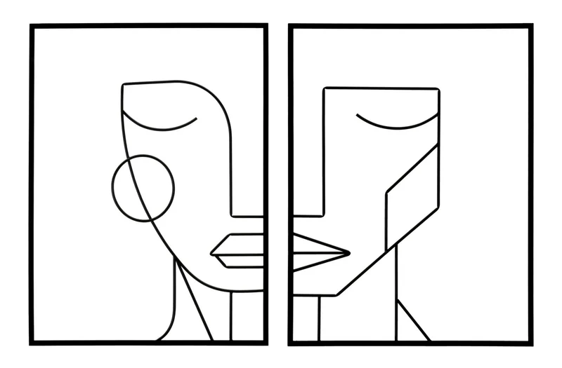 Décoration murale en métal avec visages abstraits (lot de 2)