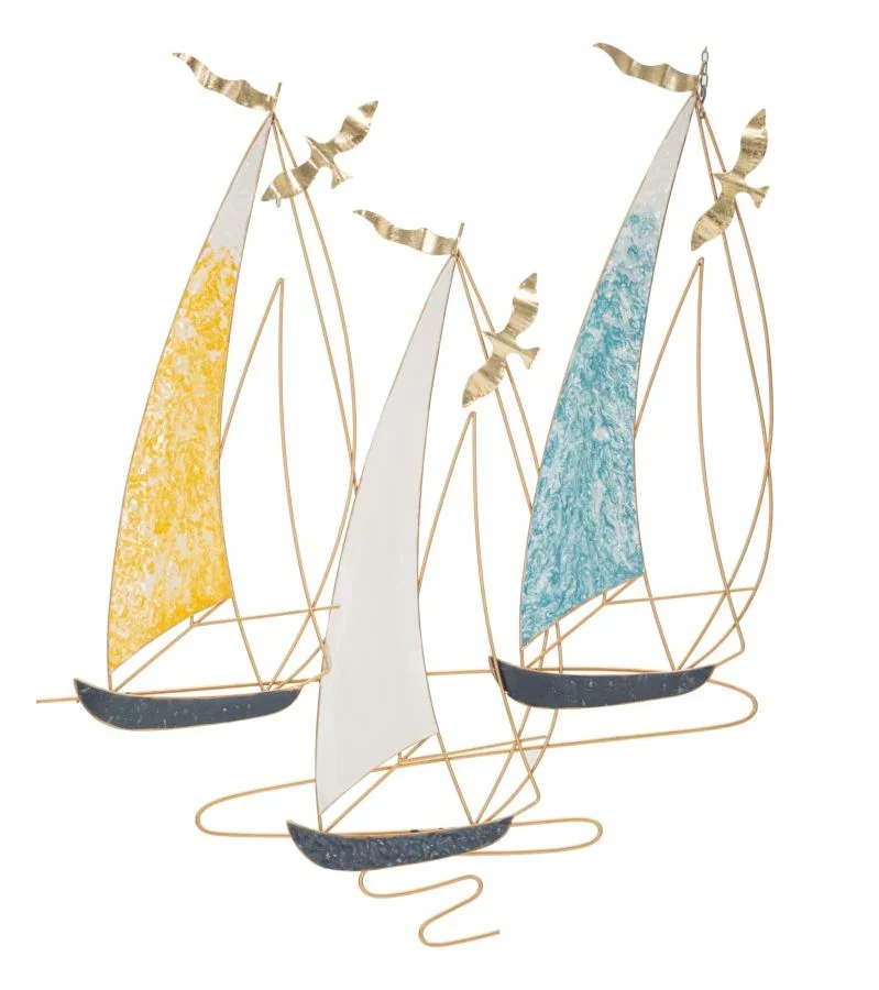 Décoration murale en métal en forme de bateau à voile