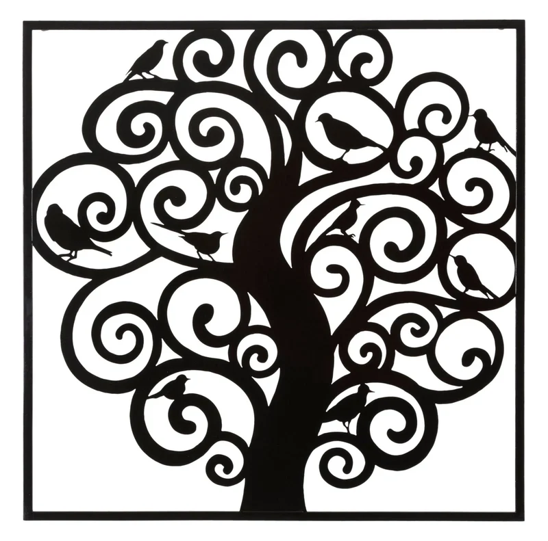 Décoration murale en métal représentant un arbre noir