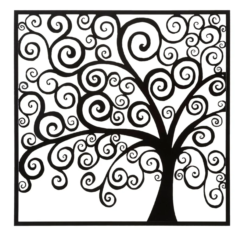 Décoration murale en métal représentant un arbre noir