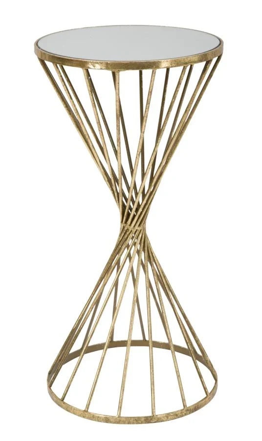 Table d’appoint géométrique en métal et verre