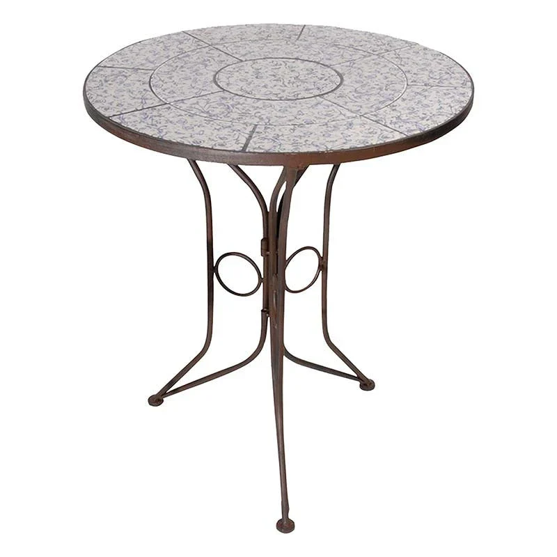 Table d’Extérieur avec Incrustation en Céramique Méditerranéenne, Structure Robuste