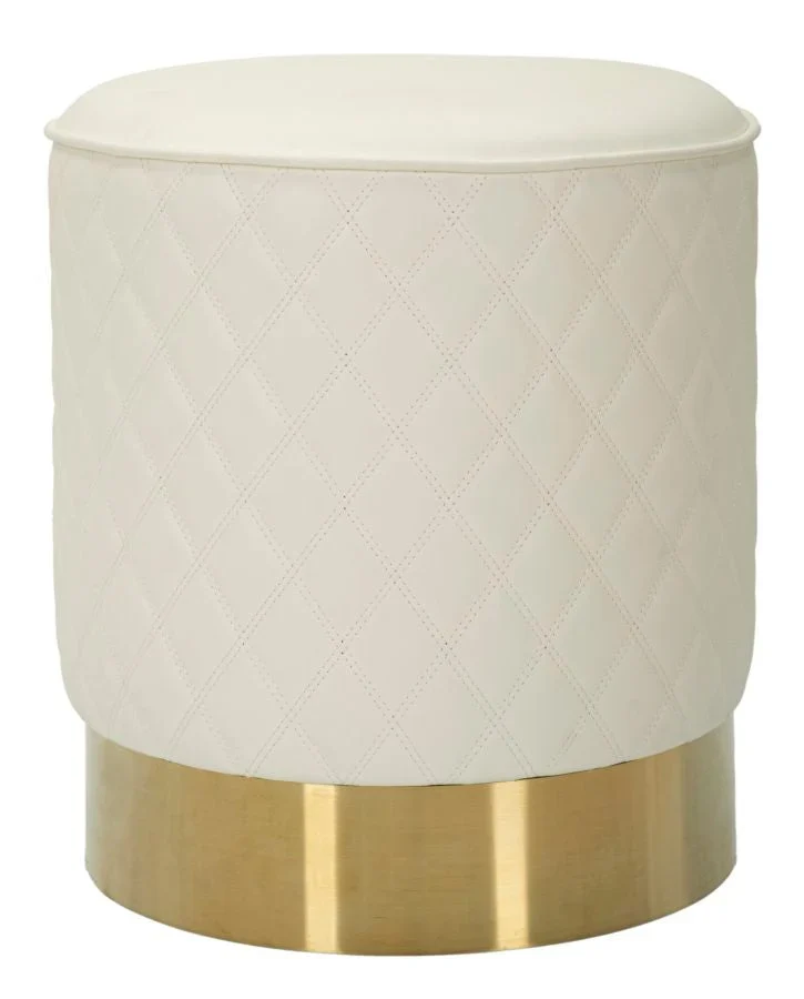 Tabouret rond rembourré avec base dorée – Siège contemporain Sharon