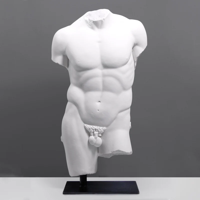 Torse de mâle - grande sculpture en marbre blanc