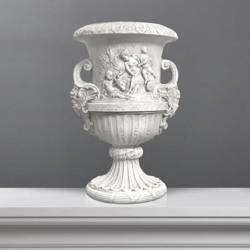 Urne de jardin avec enfants (sans couvercle) - grande sculpture en marbre blanc