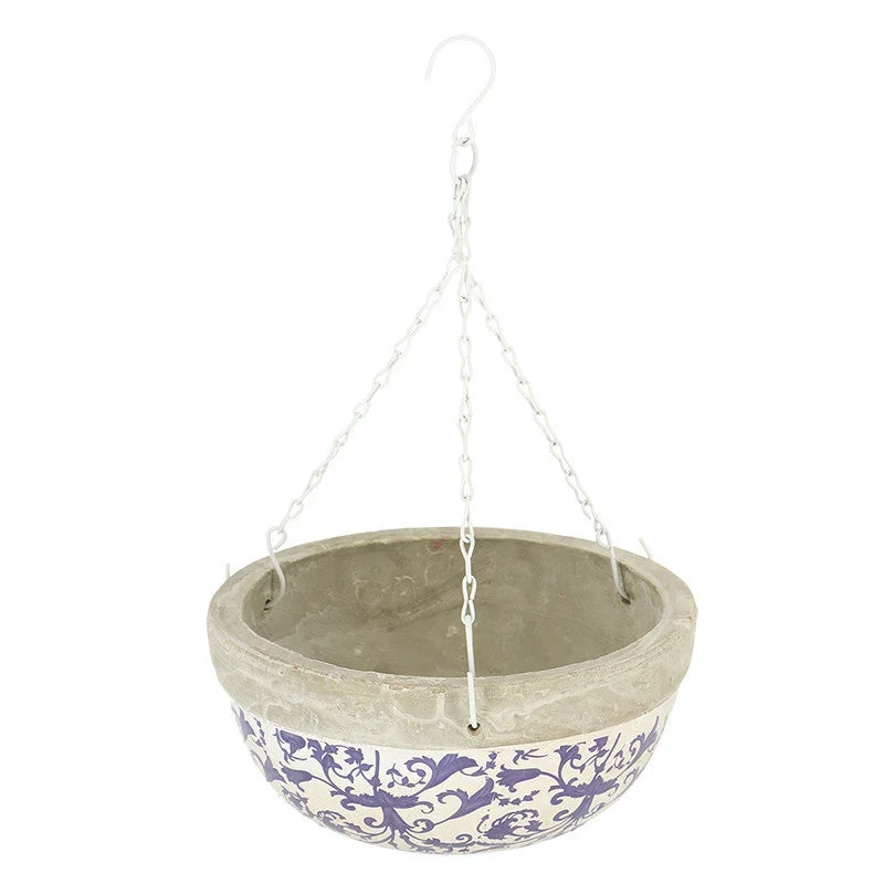 Suspension Murale Grand Format – Motif Méditerranéen Bleu & Blanc