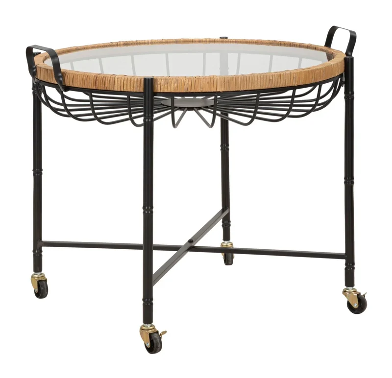 Table basse en verre avec structure en métal noir – Design moderne Cebu