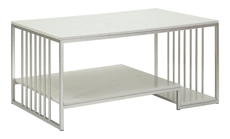 Table basse rectangulaire avec base en métal et plateau en marbre – Collection Kayseri