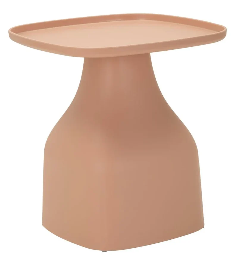 Table basse ronde rose avec piètement géométrique – Style contemporain Gea