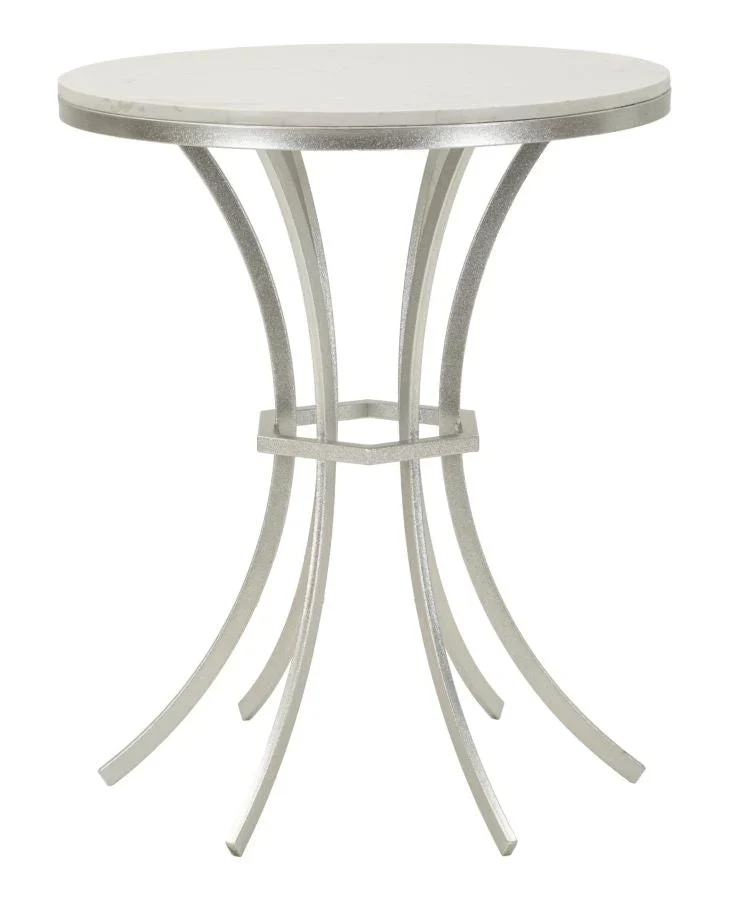 Table d'appoint ronde avec base en métal et plateau en marbre – Istanbul Modern Accent