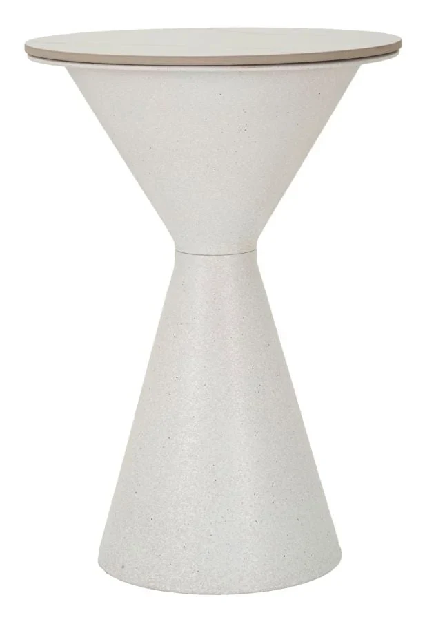 Table d'appoint ronde blanche à double base – Design moderne avec plateau en marbre
