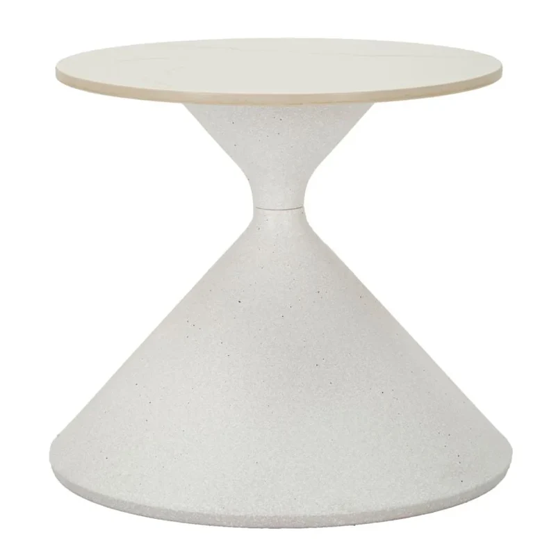 Table d'appoint ronde blanche avec base sculpturale – Style contemporain avec plateau en marbre