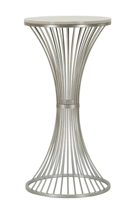 Table d'appoint ronde en marbre artificiel avec base en métal – Funnel Modern Style