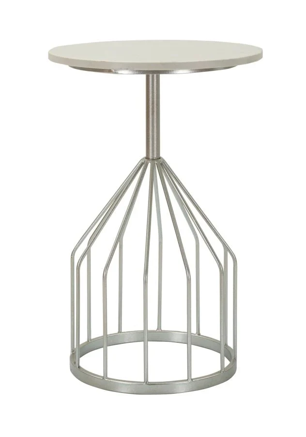 Table d'appoint ronde en marbre artificiel avec base unique – Style contemporain