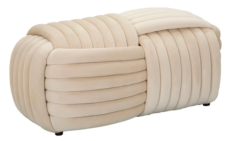 Banc en velours crème – Siège rembourré Sofy