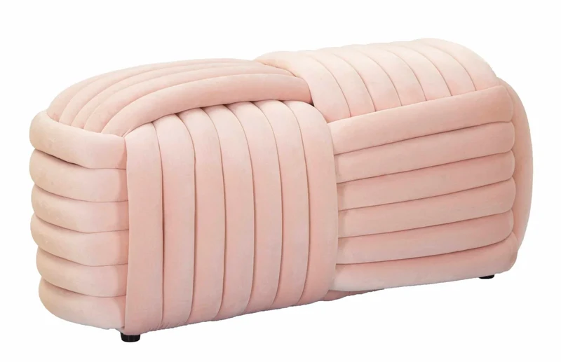 Banc en velours rose – Siège rembourré Sofy