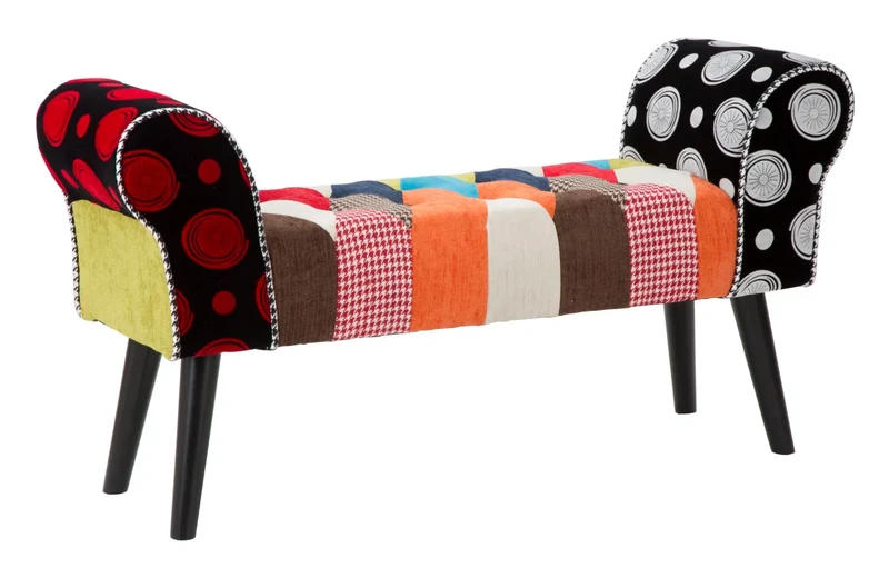 Banc rembourré patchwork – Siège d'entrée multicolore