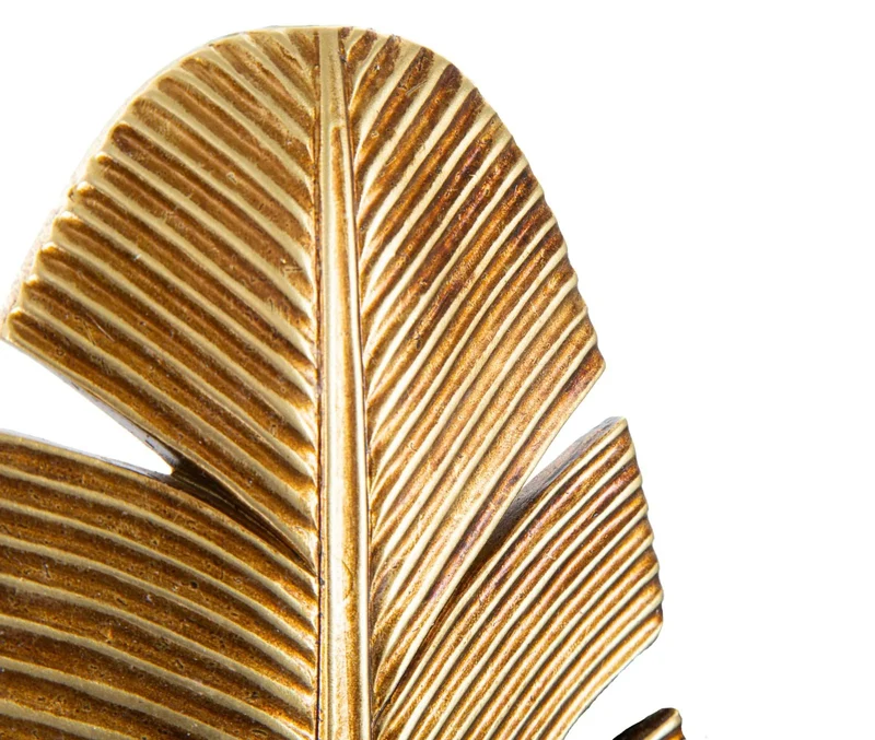 Bougeoir à feuilles de palmier en métal doré