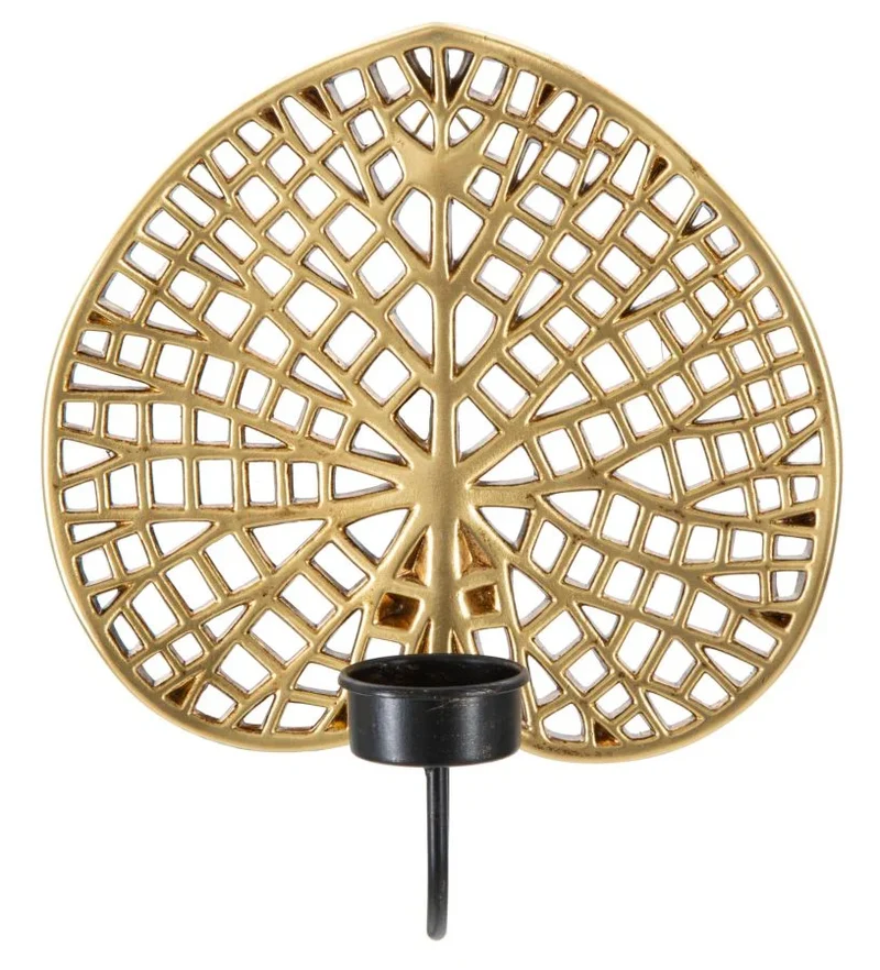 Bougeoir Lotus en métal doré