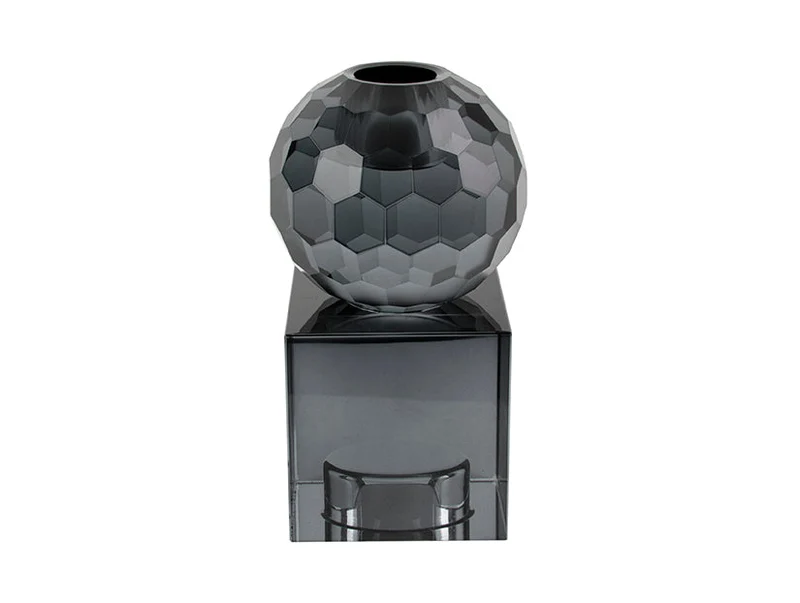 Bougeoir Noir de Luxe – Art en Verre Carré Moyen