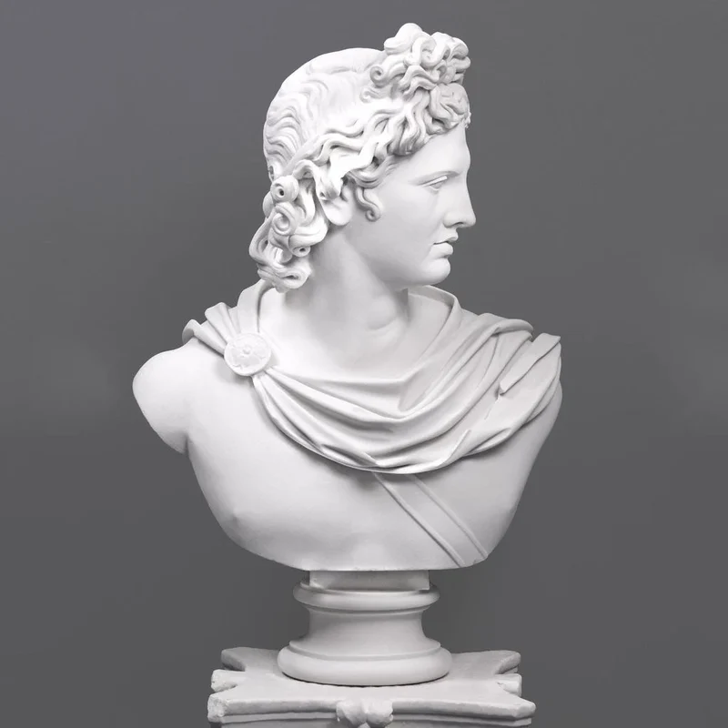 Buste Apollon du Belvédère - grande sculpture en marbre blanc