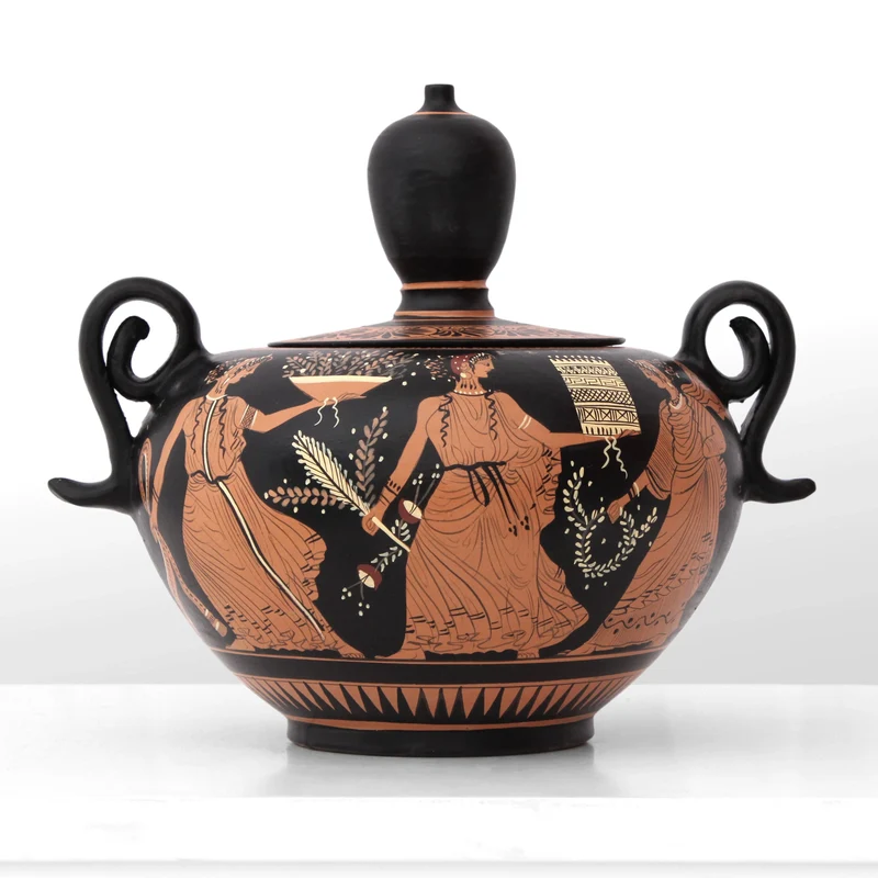 Vase avec des divinités de la mythologie grecque à figures rouges